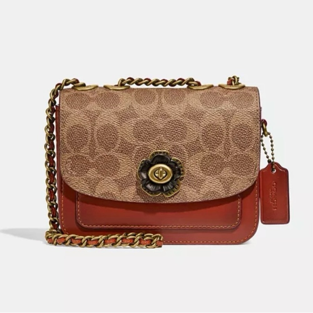 NWT COACH Madison Signature Coated Canvas Mini Shoulder Bag Crossbody Bag Brown